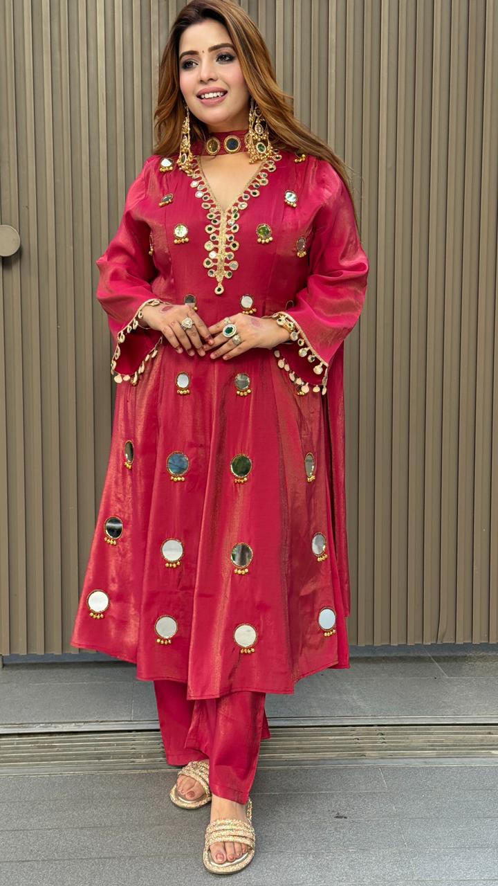 Avisha Anarkali- Red, Magenta